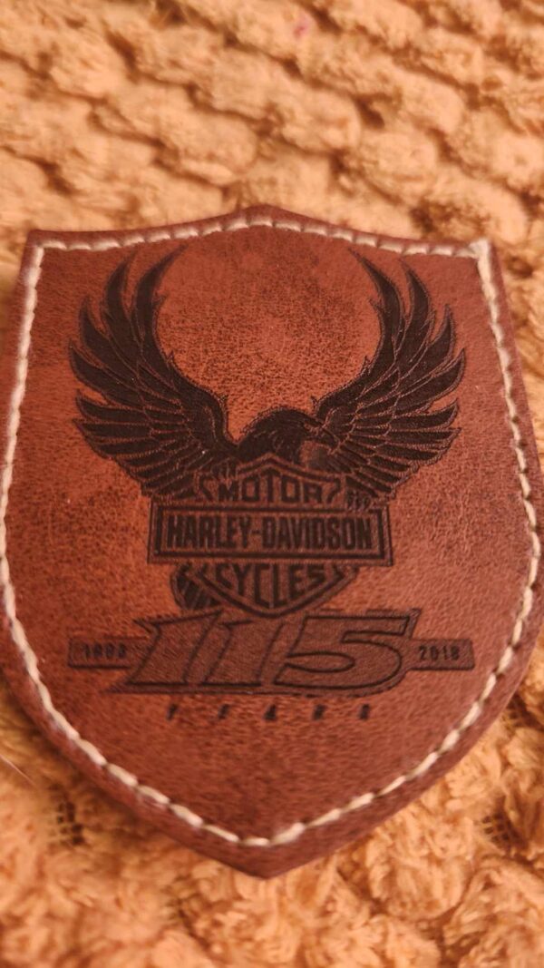 Custom Faux Leather Patch Engraving - Shield Design